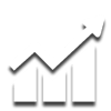 Bar graph statistics icon representing the increased productivity of Raymond electric stand up and sit down counterbalance lift trucks
