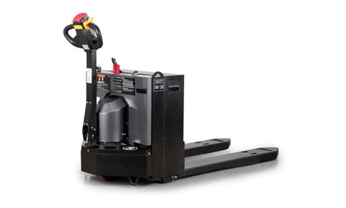 Beauty shot of the LRW35 motorized walkie pallet truck from the side