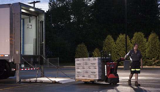 Raymond 8210 Walkie Pallet Jack outdoor delivery use