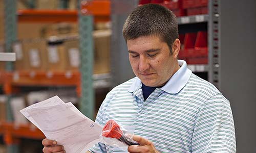 Raymond Forklift Parts employee