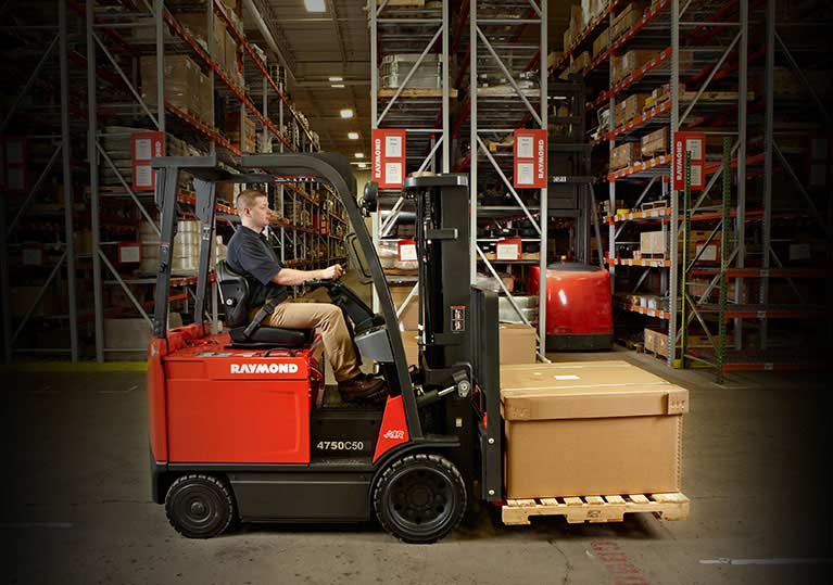 Raymond forklift in warehouse