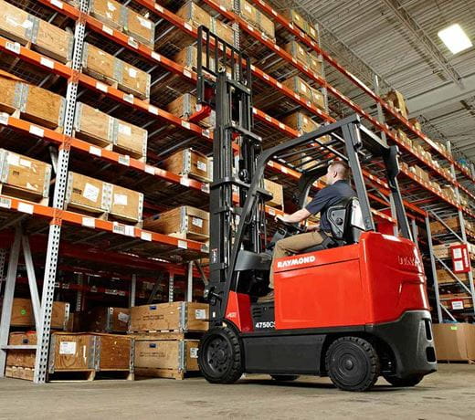 Raymond sit down forklift in warehouse