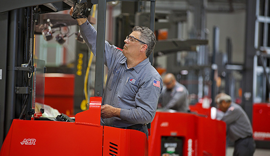 Raymond trucks being renewed in the factory